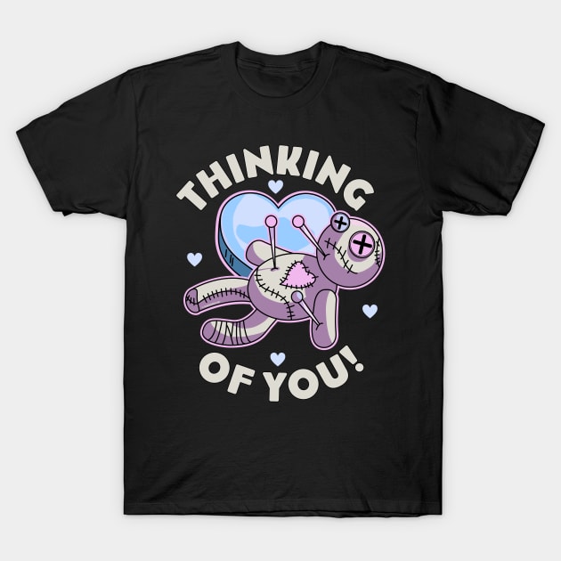 Thinking of You Voodoo Doll Heart Valentines Day Pastel Goth T-Shirt by OrangeMonkeyArt